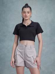  Women Collared Crop Top Casual Fit for Everyday Wear | Set of 4 Size (S,M,L,XL)
