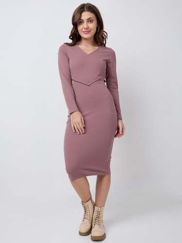 Women Dress with Long Sleeves and Side Cut-Out for Trendy Styling