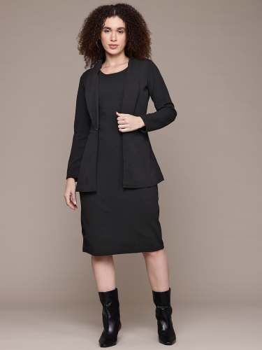 Women Elegant Formal Two-Piece Dress Set with Blazer Office Wear Look