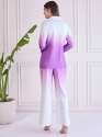 Women Elegant Purple-White Ombre Co-ord Set in Stretchable for Women thumb 1