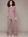 Women Relaxed Fit Co-Ord Set with Wide-Leg Trouser and Collared Top thumb 1