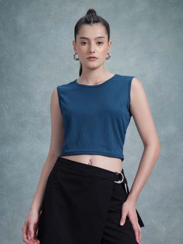 Women Ribbed Sleeveless Crop Top | Set of 4 Size (S,M,L,XL)