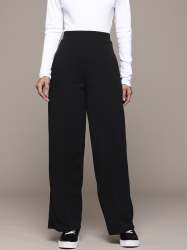 Women's High-Waist Black Trousers | Lycra Polyester Stretch Fabric (Set of 4 size)