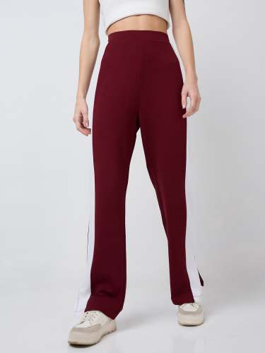 Women’s Side Panel Track Pants | Contrast White Stripe | Stretchable Fit| Set of 4 Size