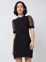 Women Short Dress with Sheer Puff Sleeves Elegant Look