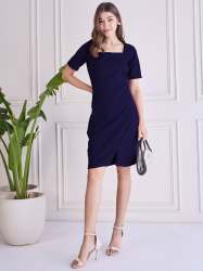 Women Square Neck Formal Dress â€“ Professional Office Wear