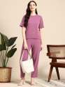 Women Two-Piece Co-Ord Set with Half Sleeve Top and Straight Trouser