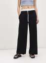 Women Wide Leg Pants with White Waistband | Sporty Look | Drawstring Bottomwear| Set of 4 Size