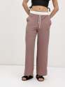 Women Wide Leg Pants with White Waistband | Sporty Look | Drawstring Bottomwear| Set of 4 Size thumb 1