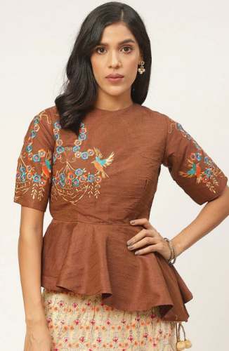 Buy Embellished Brown Blouse By Shaily Retails