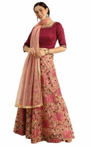 Buy Shaily Embroidery Peach Lehenga Choli