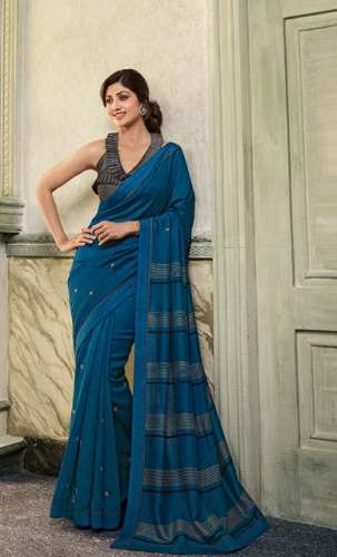 Party Wear Silk Blend Shaily Embroidery Saree