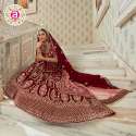 Barn Red Micro Velvet Bridal Lehenga Choli thumb 1