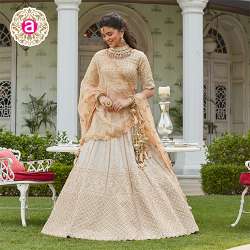Beige Silk Lehenga Choli