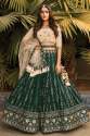 Bottle Green Georgette Indowestern Lehenga 