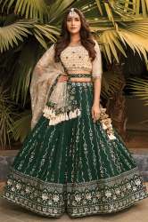Bottle Green Georgette Indowestern Lehenga 
