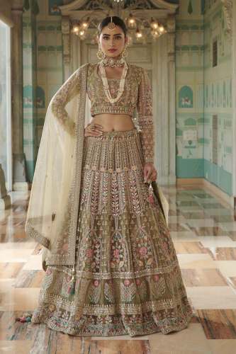 Caramel Brown Raw Silk Lehenga Choli