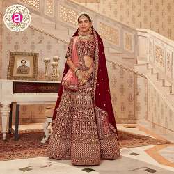 Carmine Red Micro Velvet Bridal Lehenga Choli