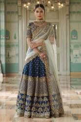 Cobalt Blue Silk Bridal Lehenga Choli