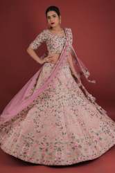 Dust Pink Raw Silk Lehenga Choli