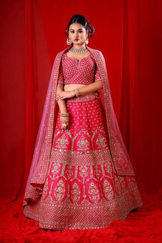 FUSCHIA PINK SILK LEHENGA