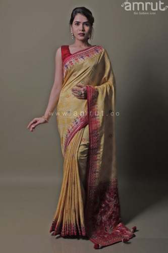 Light Yellow Silk Saree