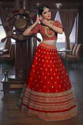 Litchi Red Raw Silk Lehenga Choli
