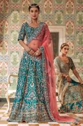 Magnetic Green Raw Silk Lehenga Choli