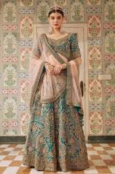 Ocean Green Raw Silk Lehenga Choli