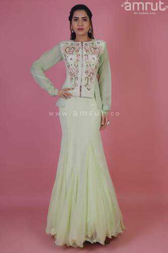 Off White Indowestern Set