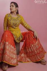 Orange And Yellow Sharara Set