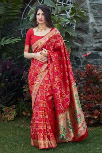 Outrageous Red Silk Saree