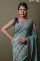 Powder Blue Silk Saree thumb 1
