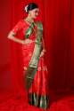 RED AND GREEN SILK SAREE thumb 2