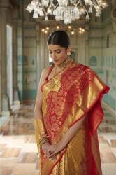 Rosewood Golden Kanchipuram Silk Saree