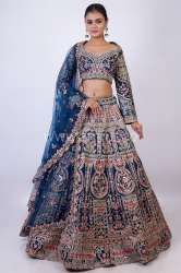 Royal and Majestic Navy Blue Bridal Lehenga