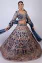 Royal and Majestic Navy Blue Bridal Lehenga thumb 10