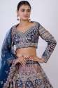 Royal and Majestic Navy Blue Bridal Lehenga thumb 2