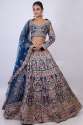 Royal and Majestic Navy Blue Bridal Lehenga thumb 7