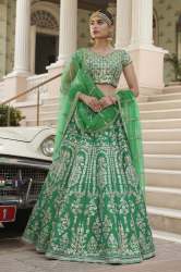 Royal Green Raw Silk Lehenga Choli