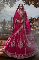 Ruby Pink Velvet Lehenga Choli