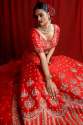 SCARLET RED SILK LEHENGA thumb 1