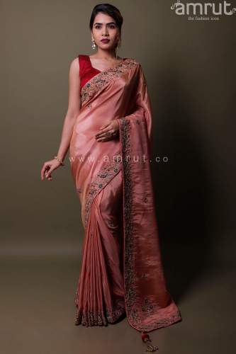 Shiny Orange Silk Saree