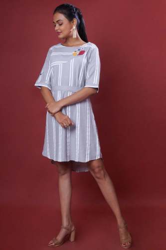 Short Western Dress for Girls (Grey, L Size) by Amrut The Fashion Icon