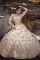 Tan White Raw Silk Lehenga Choli