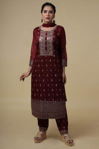 Tomato Red Silk Salwar Suit