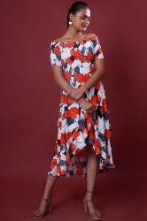 White Printed Short Dress