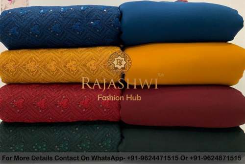 Georgette schiffli embroidery fabrics by Rajashwi Fashion Hub