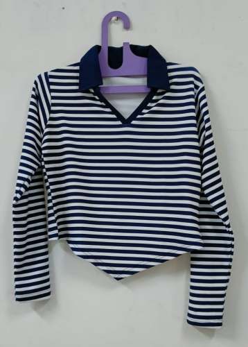 blue V-Neck Long Sleeve Shirt Style t shirt  by VIJAYBHAI RAVJIBHAI HIRAPRA