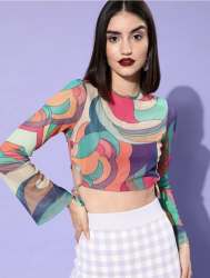 Fancy Designer Cotton Blend Printed crop top 